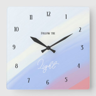 Folge dem Licht – Inspirierender Farbverlauf Quadratische Wanduhr