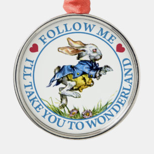 Folge mir. Ich bringe dich ins Wunderland! Silbernes Ornament
