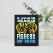 Folge mir und ich werde dich zu Fischen von Männer Postkarte (Stehend Vorderseite)
