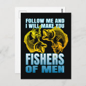 Folge mir und ich werde dich zu Fischen von Männer Postkarte (Vorne/Hinten)