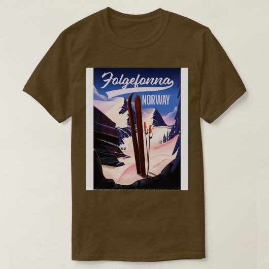 Folgefonna Nordic Ski-Reiseplakat T-Shirt (Design vorne)