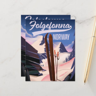 Folgefonna norway Ski Poster.