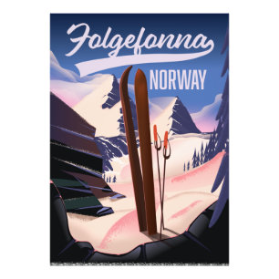 Folgefonna norway Ski Poster. Fotodruck