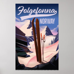 Folgefonna norway Ski Poster. Poster
