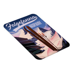 Folgefonna Norwegen Skiposter. Magnet