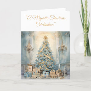 Folgekarte Urlaubskarte - Blue & Gold Xmas Eleganc Feiertagskarte