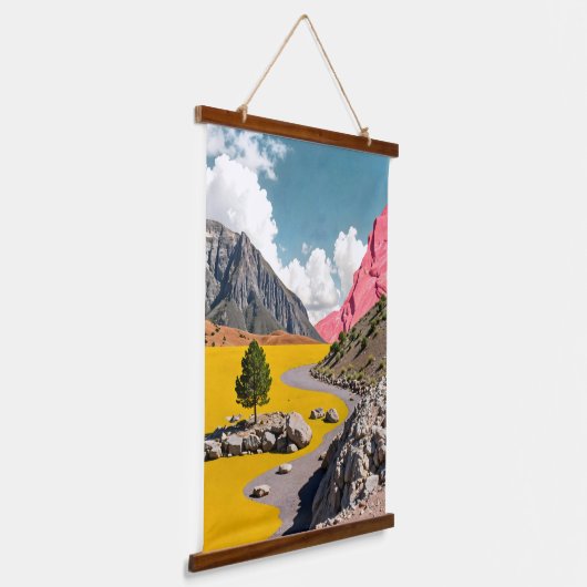 Folgen Sie dem gelben Weg Wandteppich Mit Holzrahmen (Gewinkelt)