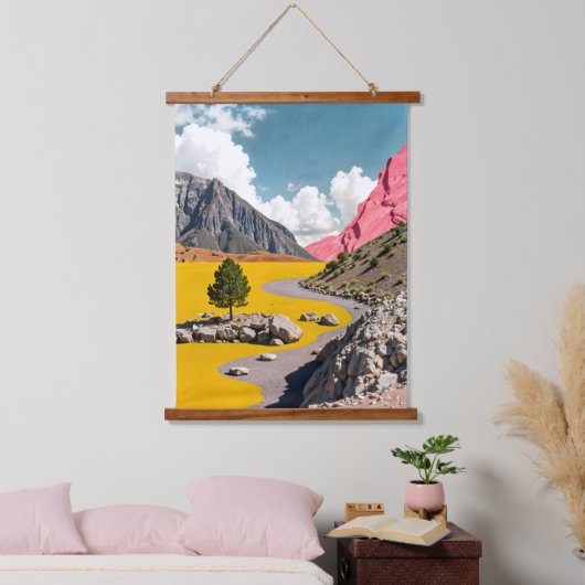 Folgen Sie dem gelben Weg Wandteppich Mit Holzrahmen (Schlafzimmer)