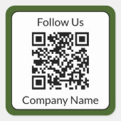 Folgen Sie dem QR-Code für grüne und weiße Unterne Quadratischer Aufkleber (Vorderseite)