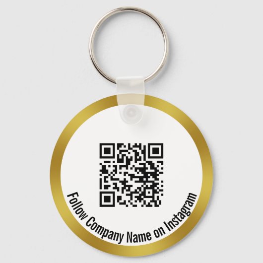 Folgen Sie dem Schwarz-weißen Gold QR Code des Unt Schlüsselanhänger (Vorderseite)