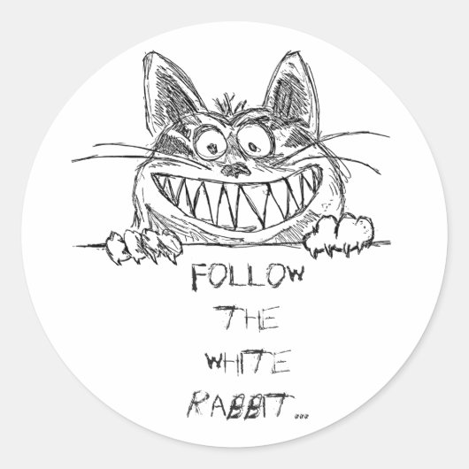 Folgen Sie dem weißen Kaninchen, der Katzenjacke C Runder Aufkleber (Vorderseite)