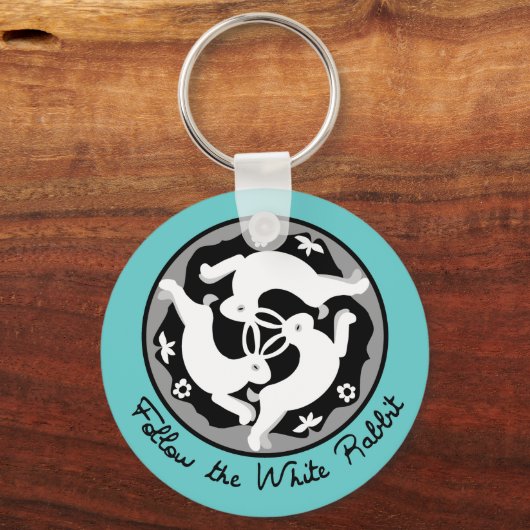 Folgen Sie dem weißen Kaninchen Schlüsselanhänger (Vorderseite)