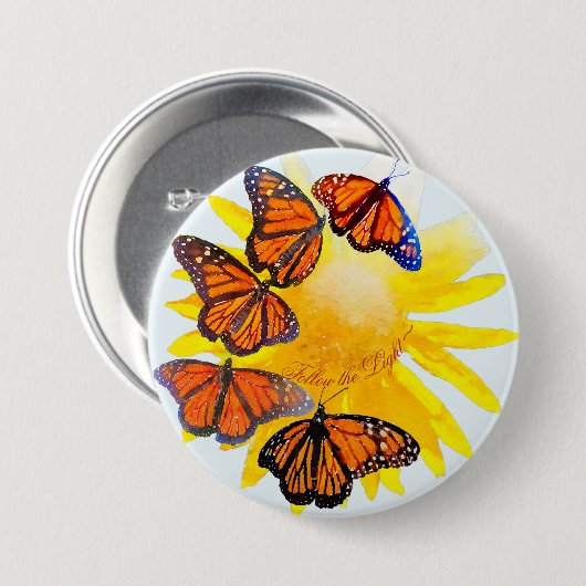 Folgen Sie den hellen Wasserfarbenbroschüren Button (Vorne & Hinten)