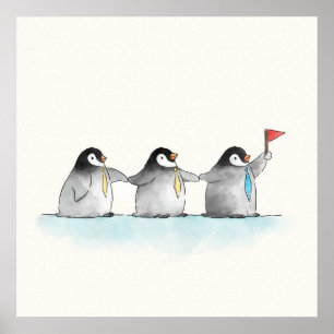 Folgen Sie den Leader Penguins Poster