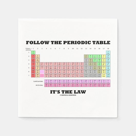 Folgen Sie der Periodischen Tabelle Es ist das Ges Serviette (Vorderseite)