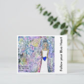 Folgen Sie Ihrem blauen Herz Postkarte (Stehend Vorderseite)