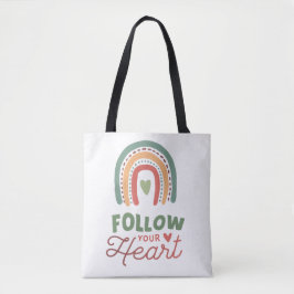 Folgen Sie Ihrem Herz Retro-Regenbogen Inspiration Tasche