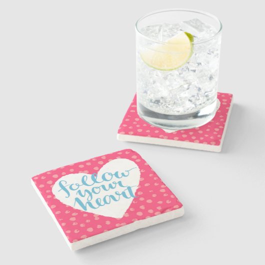 Folgen Sie Ihrem Herzen 3 Steinuntersetzer (Seitenansicht)