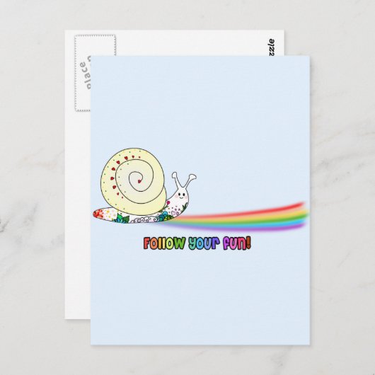 Folgen Sie Ihrem Spaß Niedliche Schnecke Regenboge Postkarte (Vorne/Hinten)