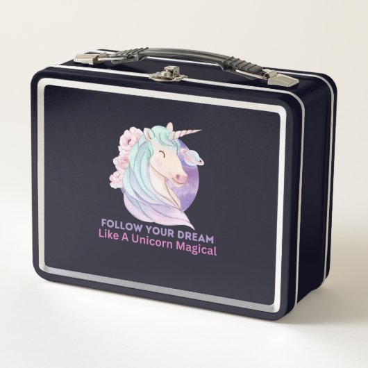 Folgen Sie Ihrem Traum wie ein Einhorn-Zauber Metall Brotdose (Vorderseite)