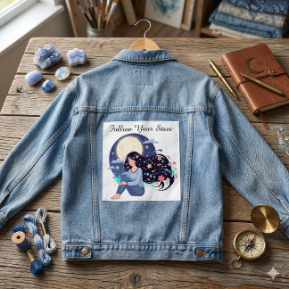 Folgen Sie Ihren Sternen Celestial Woman Kunstprin Jeansjacke