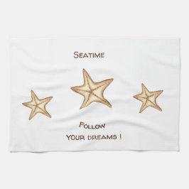 Folgen Sie Ihren Träumen Aquarell Seatime Starfish Geschirrtuch
