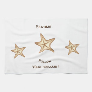 Folgen Sie Ihren Träumen Aquarell Seatime Starfish Geschirrtuch