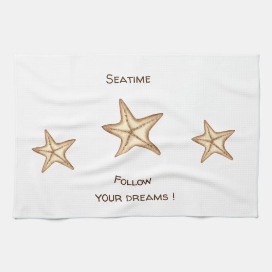 Folgen Sie Ihren Träumen Aquarell Seatime Starfish Geschirrtuch (Horizontal)
