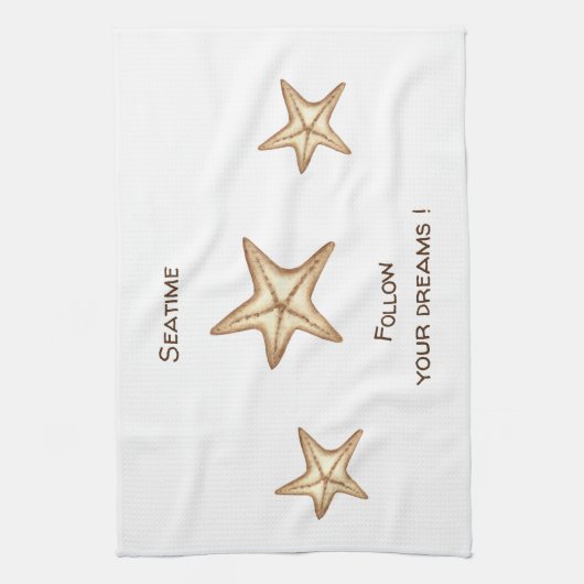 Folgen Sie Ihren Träumen Aquarell Seatime Starfish Geschirrtuch (Vertikal)