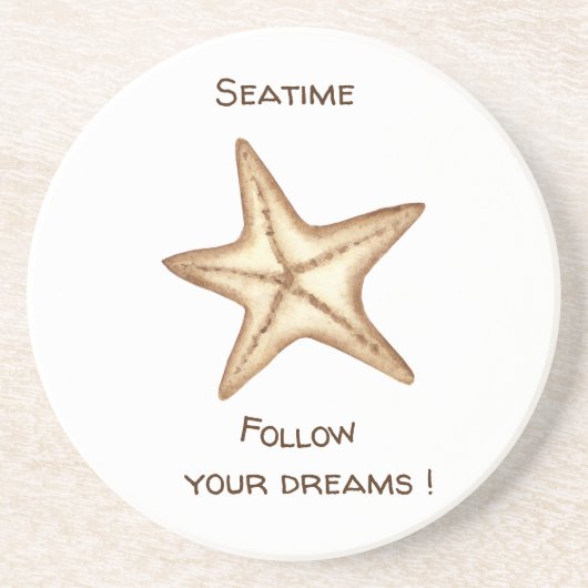 Folgen Sie Ihren Träumen Aquarell Seatime Starfish Getränkeuntersetzer (Vorne)