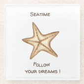 Folgen Sie Ihren Träumen Aquarell Seatime Starfish Glasuntersetzer (Vorderseite)