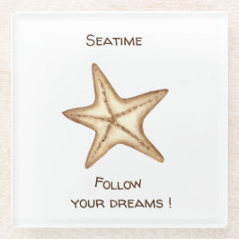Folgen Sie Ihren Träumen Aquarell Seatime Starfish Glasuntersetzer