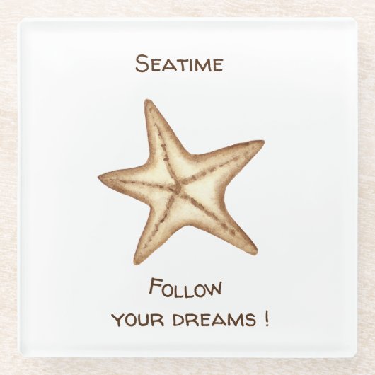 Folgen Sie Ihren Träumen Aquarell Seatime Starfish Glasuntersetzer (Vorderseite)