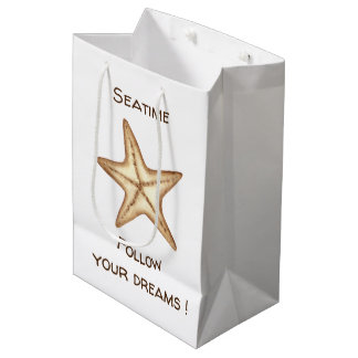 Folgen Sie Ihren Träumen Aquarell Seatime Starfish Mittlere Geschenktüte