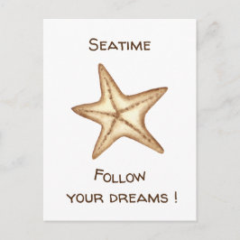 Folgen Sie Ihren Träumen Aquarell Seatime Starfish Postkarte