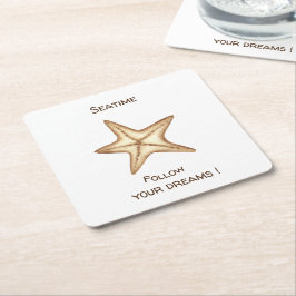 Folgen Sie Ihren Träumen Aquarell Seatime Starfish Rechteckiger Pappuntersetzer