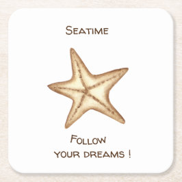 Folgen Sie Ihren Träumen Aquarell Seatime Starfish Rechteckiger Pappuntersetzer