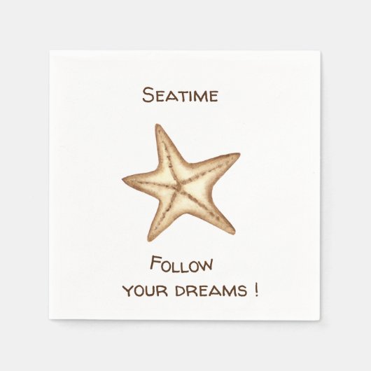 Folgen Sie Ihren Träumen Aquarell Seatime Starfish Serviette (Vorderseite)