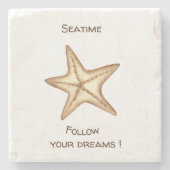 Folgen Sie Ihren Träumen Aquarell Seatime Starfish Steinuntersetzer (Vorderseite)