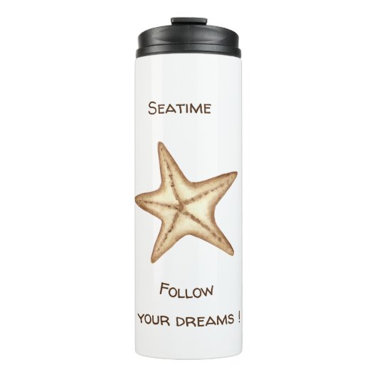 Folgen Sie Ihren Träumen Aquarell Seatime Starfish Thermosbecher (Vorderseite)
