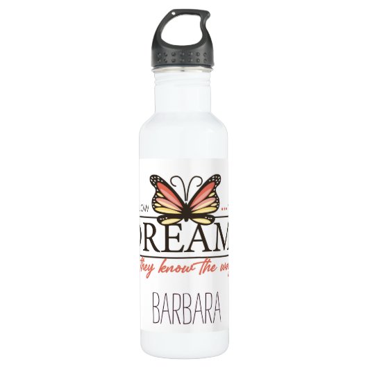 Folgen Sie Ihren Träumen Butterfly Edelstahlflasche (Vorderseite)