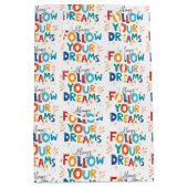Folgen Sie Ihren Träumen Farbige lustige Typografi Mittlere Geschenktüte (Vorderseite)