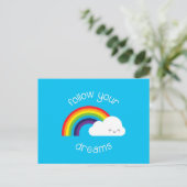 Folgen Sie Ihren Träumen Kawaii Rainbow Postkarte (Stehend Vorderseite)