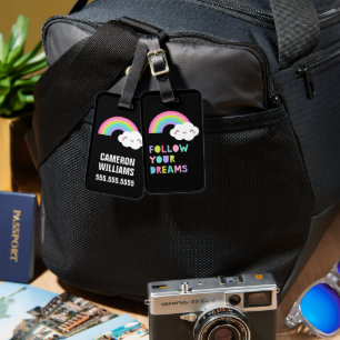 Folgen Sie Ihren Träumen Niedliche Regenbogenwolke Gepäckanhänger