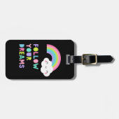 Folgen Sie Ihren Träumen Niedliche Regenbogenwolke Gepäckanhänger (Vorderseite horizontal)