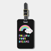 Folgen Sie Ihren Träumen Niedliche Regenbogenwolke Gepäckanhänger (Vorderseite vertikal)