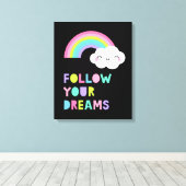 Folgen Sie Ihren Träumen Niedliche Regenbogenwolke Leinwanddruck (Insitu (Holzboden))