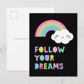 Folgen Sie Ihren Träumen Niedliche Regenbogenwolke Postkarte (Vorne/Hinten)