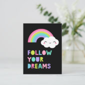 Folgen Sie Ihren Träumen Niedliche Regenbogenwolke Postkarte (Stehend Vorderseite)