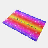Folgen Sie Ihren Träumen Rainbow Sparkle Door Mat Fußmatte (Schrägansicht)